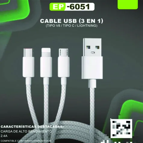 Cable Ecopower 3 en 1 EP-6051