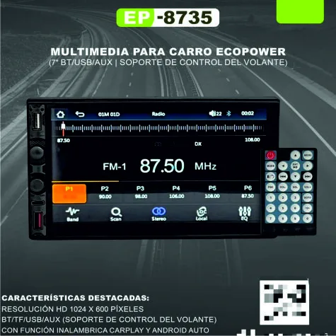 Autoradio Ecopower EP-8735 – 7" Touch